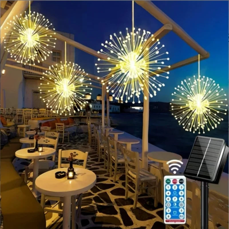 Solar-Funkellichter im Feuerwerk-Design – 5-teiliges LED Deko-Licht für Camping, Garten & Terrasse
