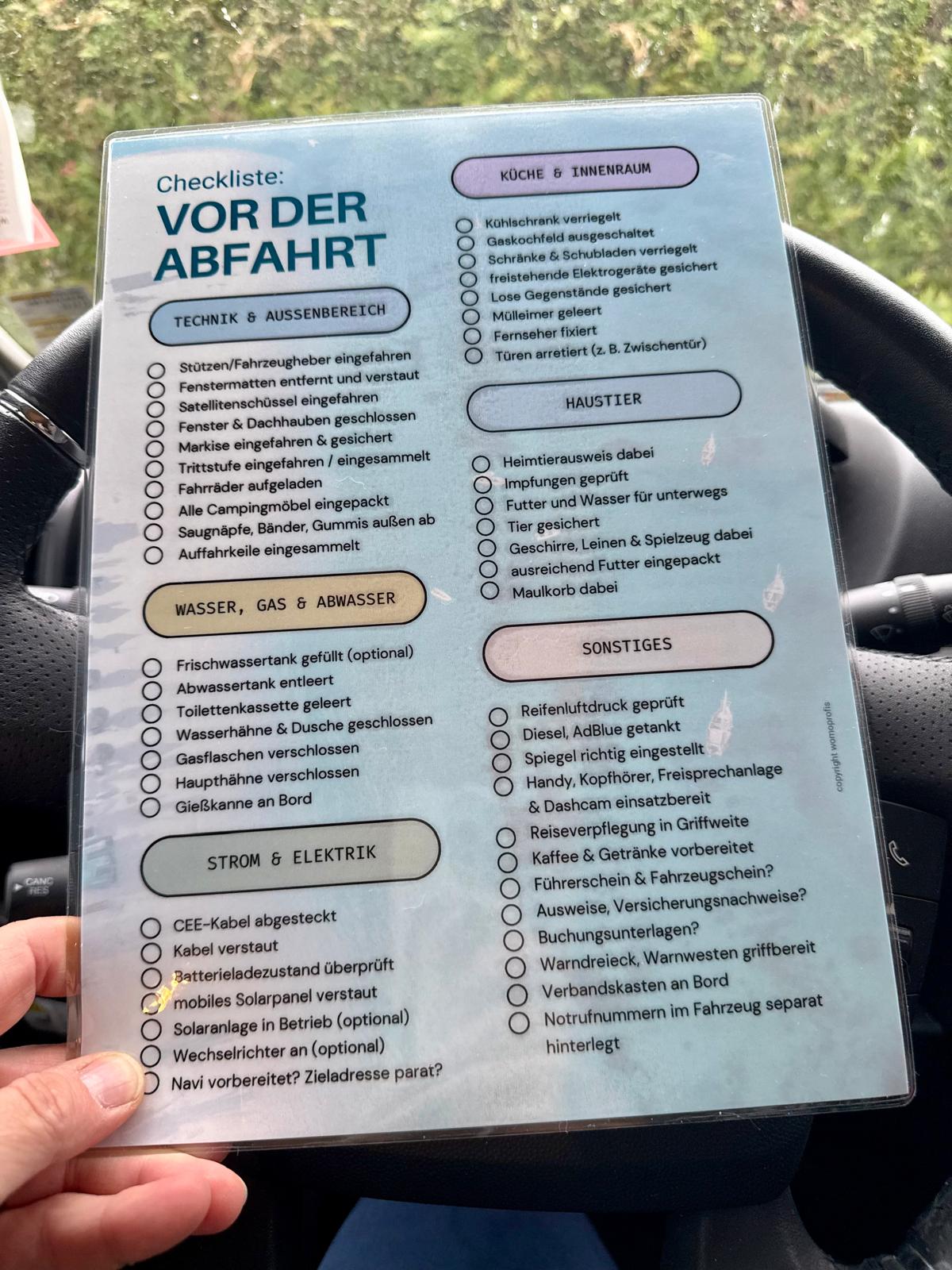 Sicher & stressfrei losfahren – Wohnmobil-Checkliste