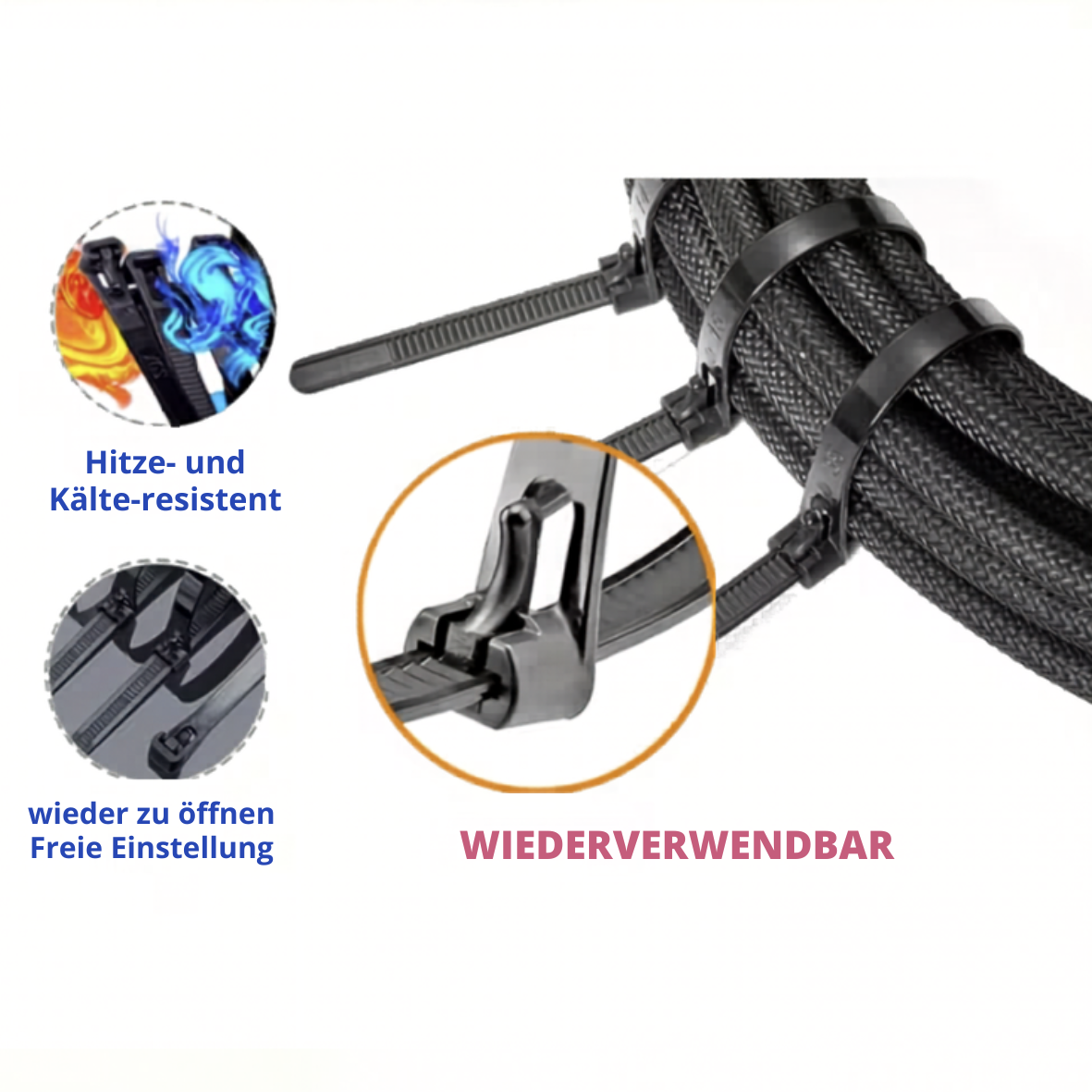 Wiederverwendbare Kabelbinder – Praktische Mini-Packs für Camping & Wohnmobil